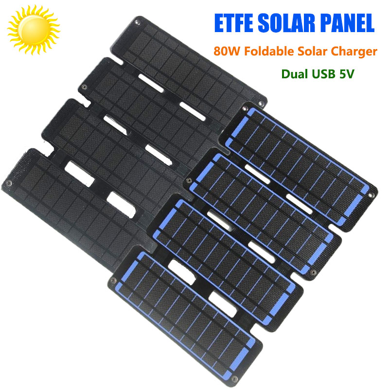 Solar Charger Panel Foldable - Faltbare Solar Panel 80W ETFE USB