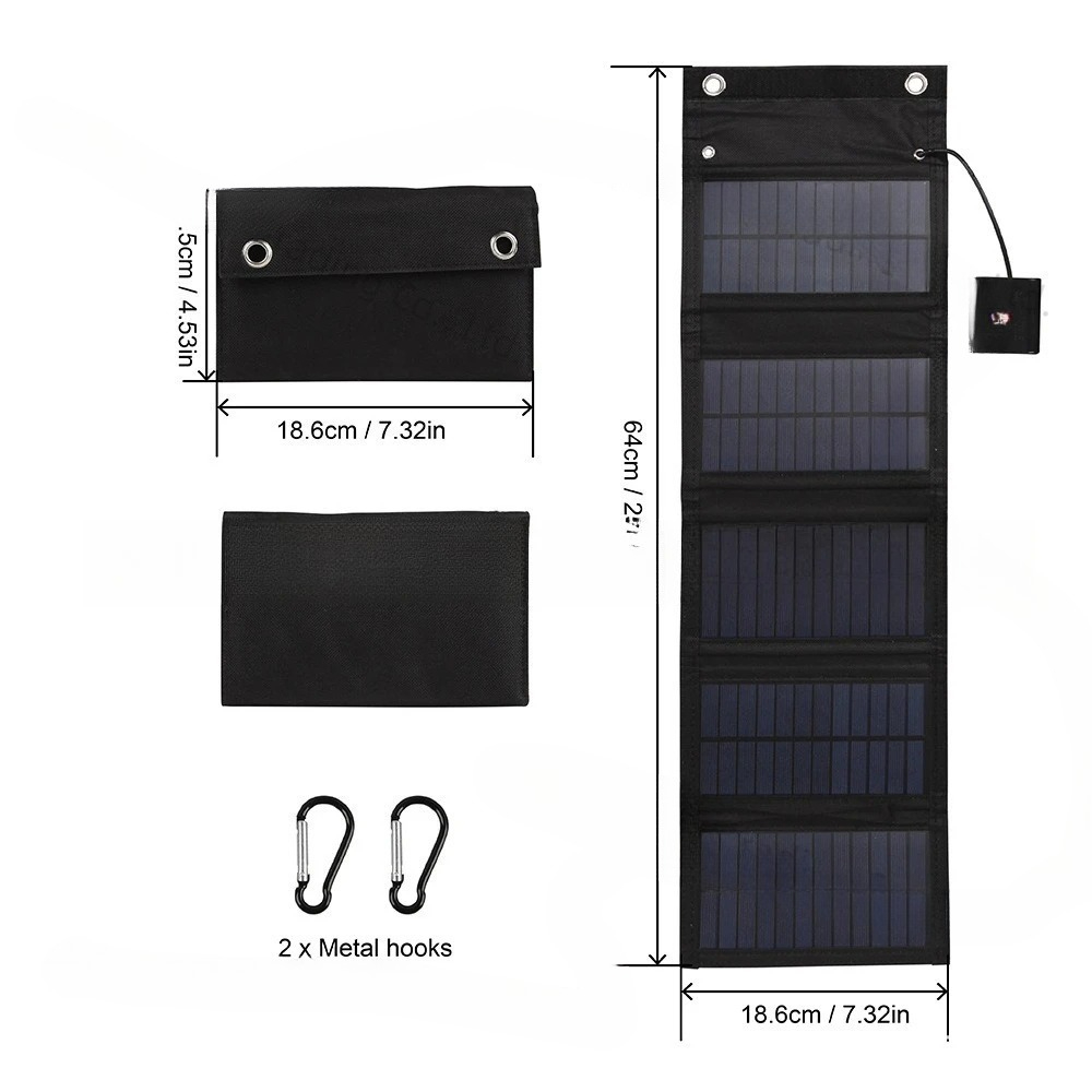 Solar Charger Panel Foldable - 25W 5V Solar-Falttasche, wasserdicht, tragbares Notfall-Solarpanel,